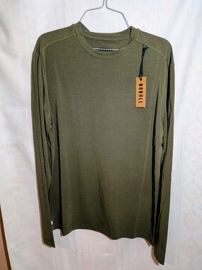 NOBULL Men's Olive Performance Long Sleeve Crew